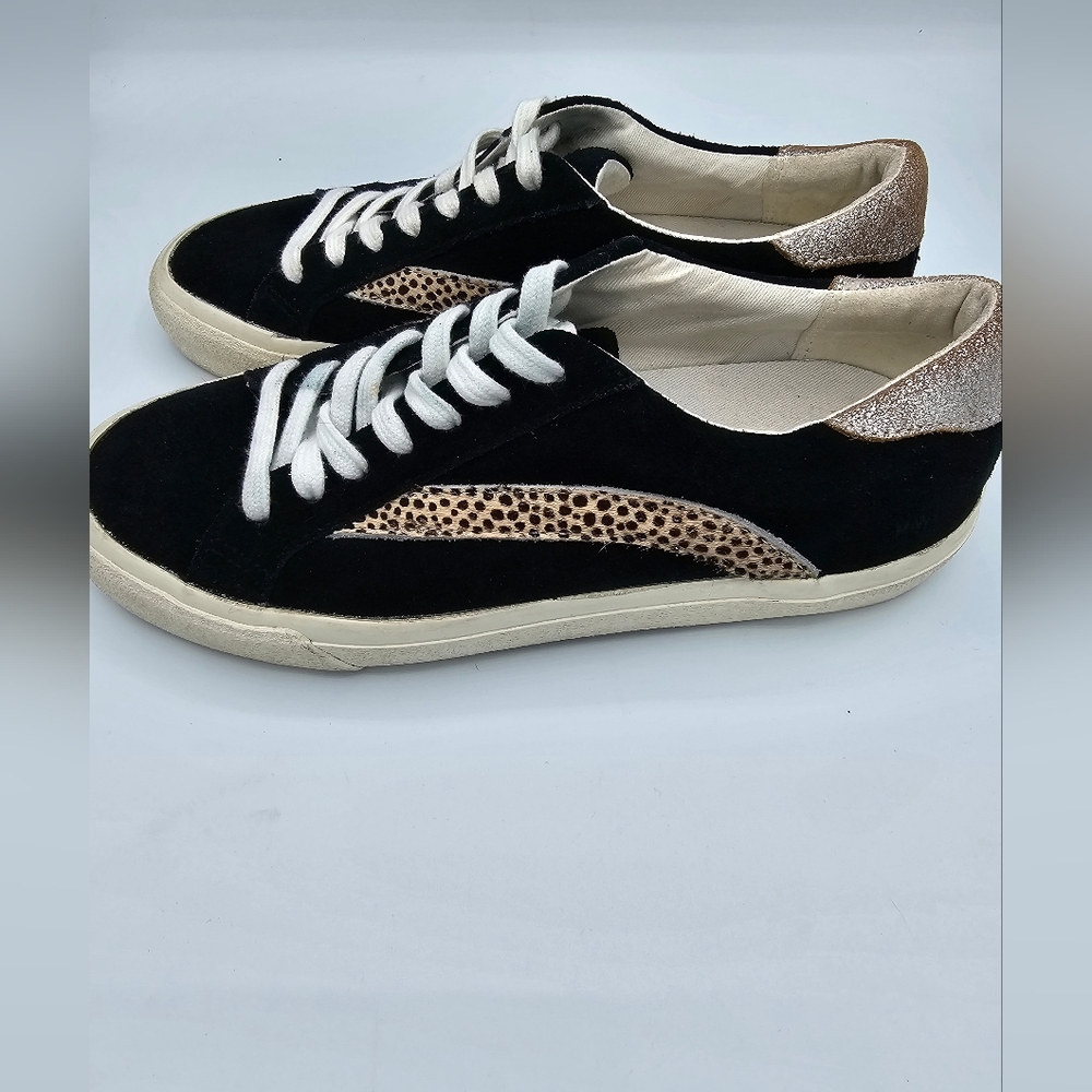 Womens madewell sneakers size 7.5 Black with A Swosh Of Leopard Print Festival